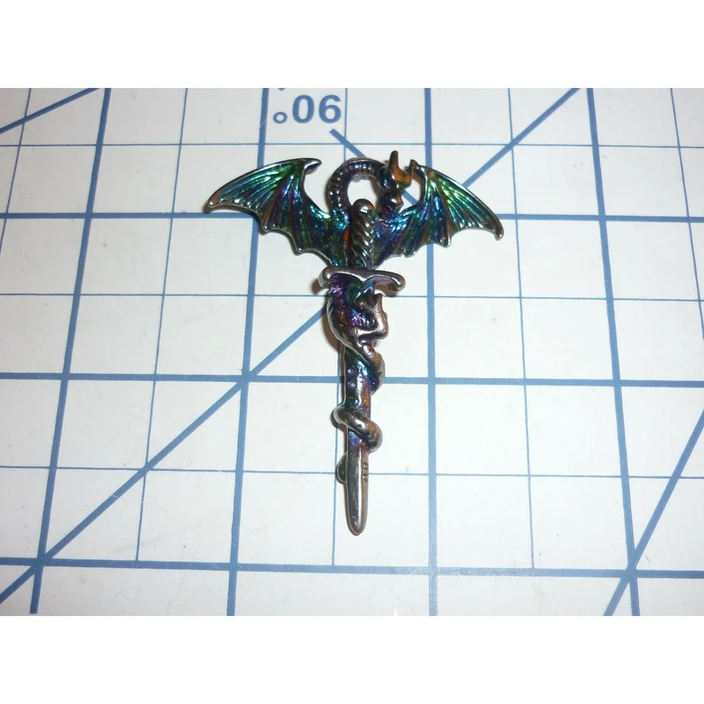 Pewter Dragon Sword Iridescent Pendant Charm Craft‎ Component Jewelry Finding
